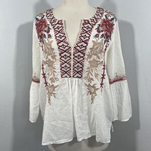 Johnny Was Blouse Womens XS‎ Floral Embroidered Boho Fairycore Top